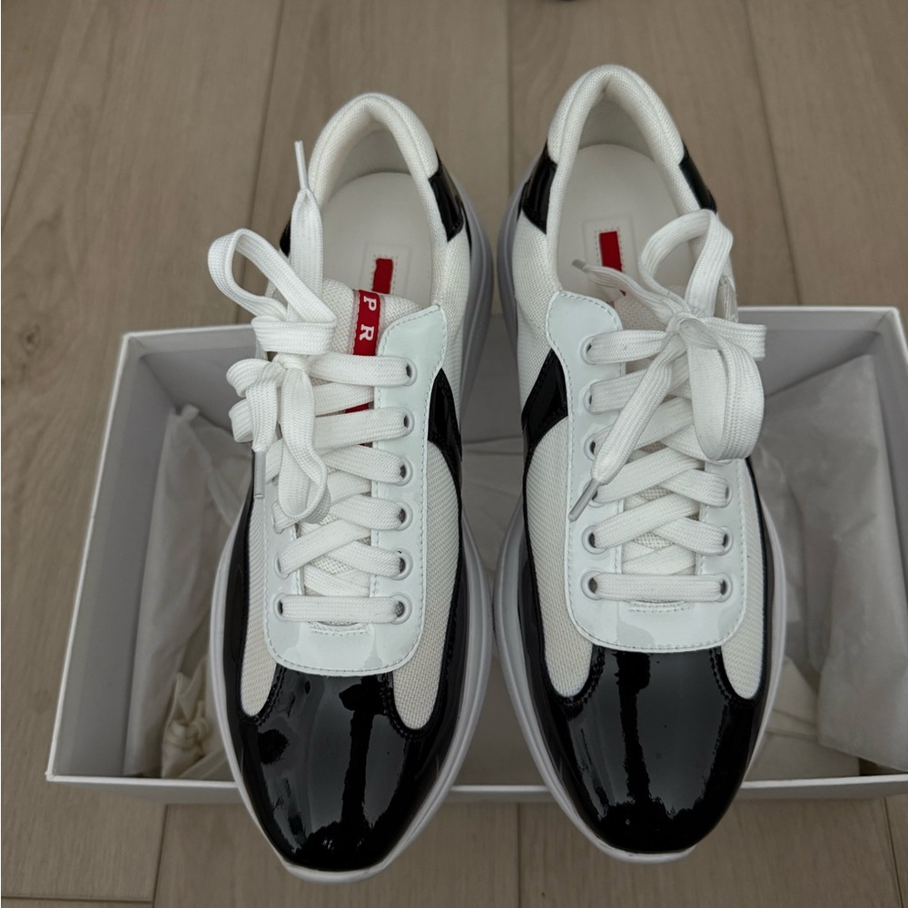 Prada Black and White Sneakers Classic Design